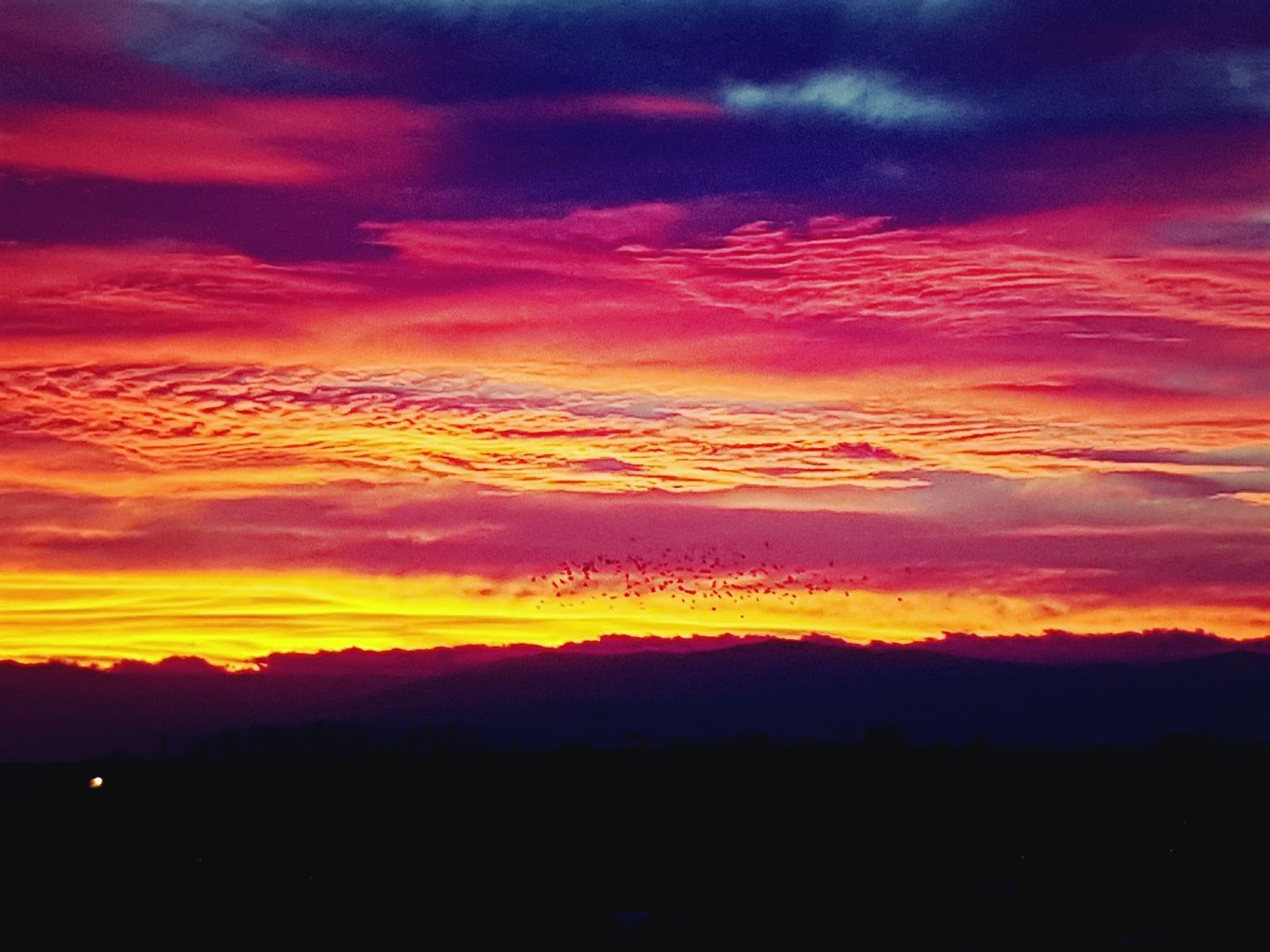 Abendhimmel über dem Rhein bei Breisach