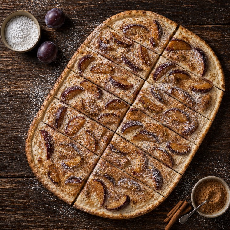 Flammkuchen Süß mit Zwetschgen